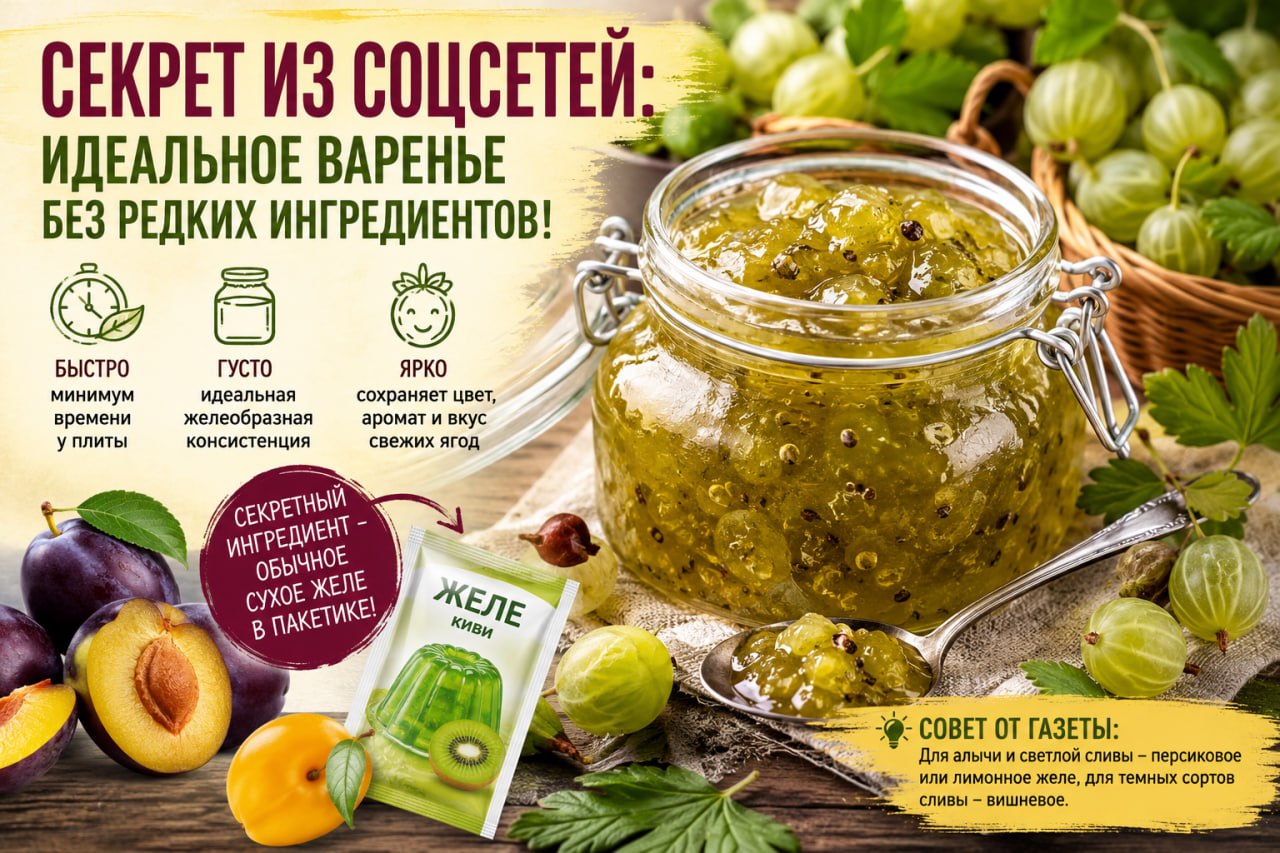 Секрет из соцсетей                                                           🍵Как приготовить идеальное варенье без редких ингредиентов