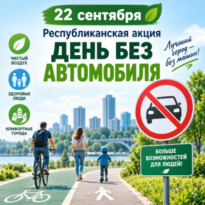 22 СЕНТЯБРЯ — Республиканская акция «День без автомобиля»